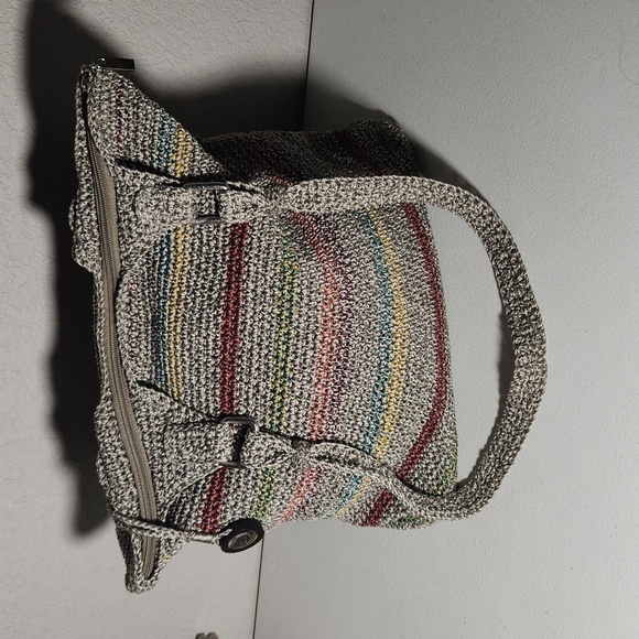 The Sak womens shoulder bag crochet neutral gray stripes - Picture 10 of 17